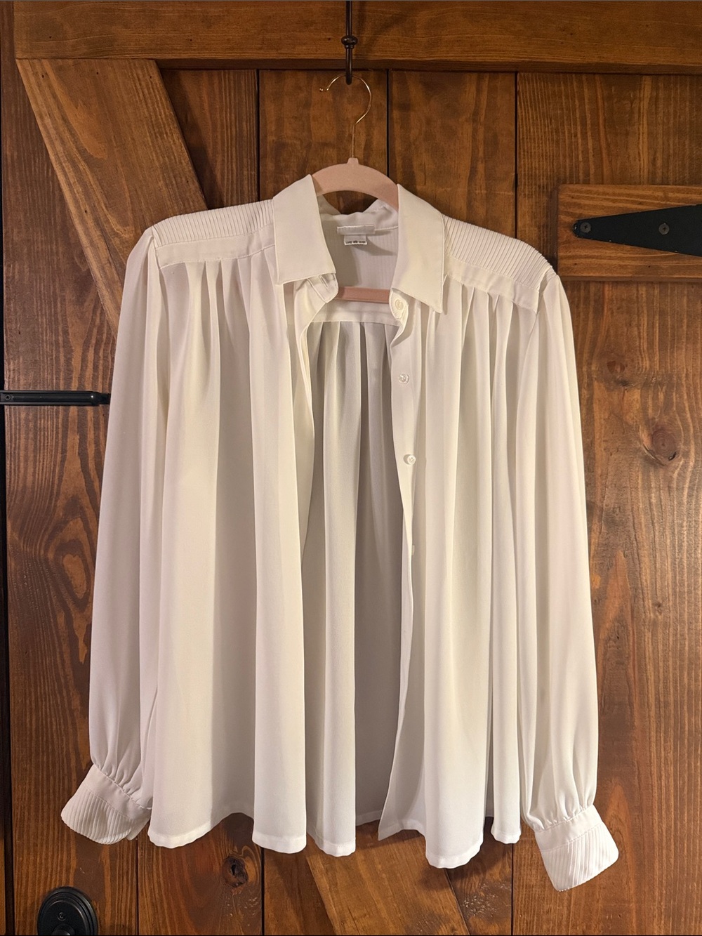 NICOLA Cream Pleated Button-Front Blouse